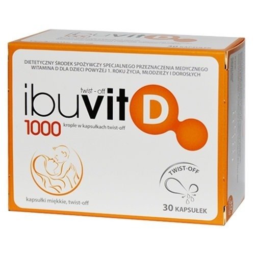 Ibuvit D 1000 Twist Off Vitamin D3 for Children and Adults 30 Capsules