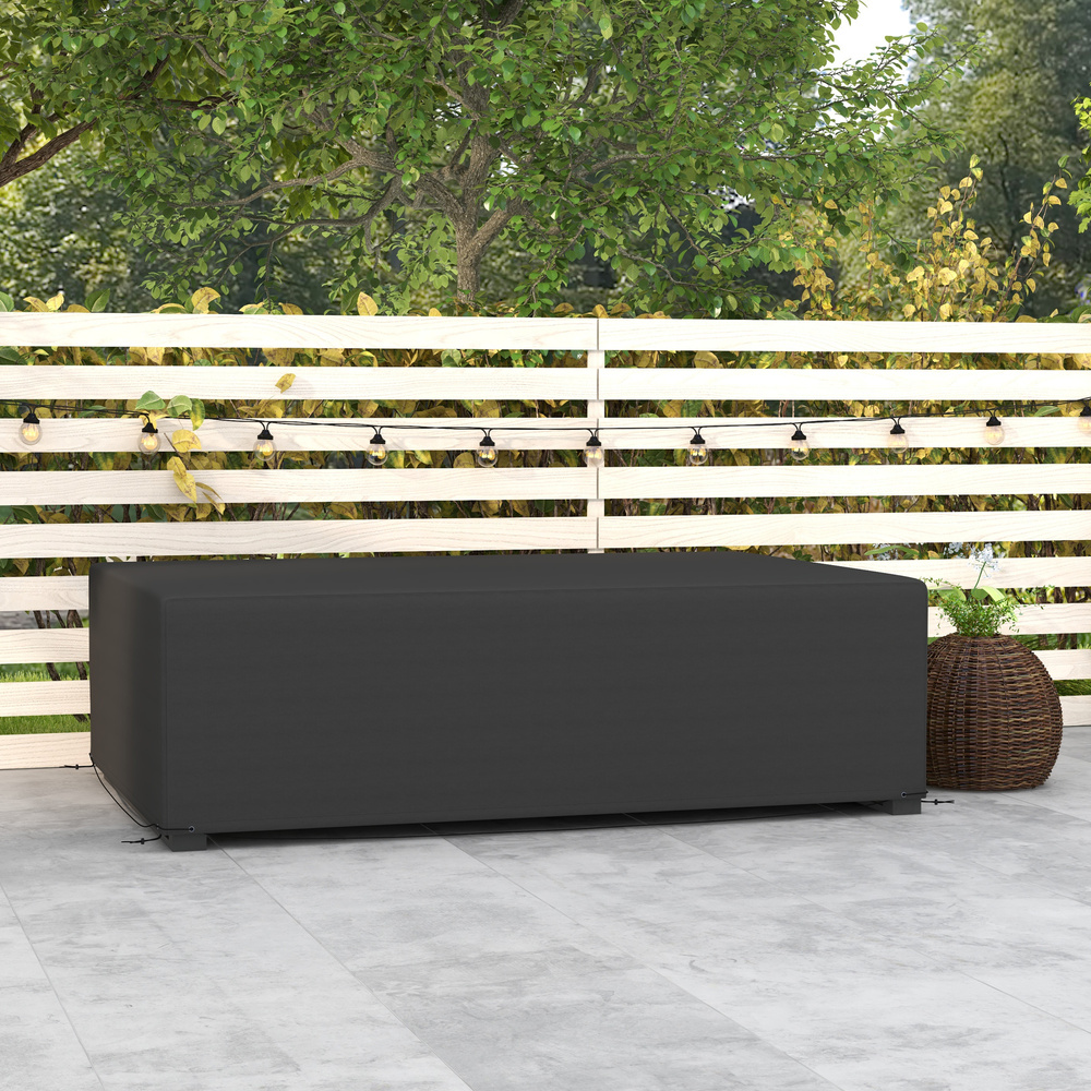 Outsunny Outdoor Garden Furniture Cover Waterproof, Anti-UV 600D Heavy Duty Oxford Fabric Patio Furniture Cover for Rectangular Sofa Table Set, Black, 245 x 165 x 66 cm