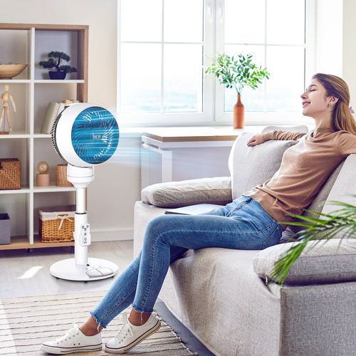 HOMCOM 9'' Air Circulator Fan 3 Speed 3 Mode, 70° Oscillation 90° Vertical Tilt, Height Adjustable, Remote Controller, for Living Room, Bedroom, Office, Black and White