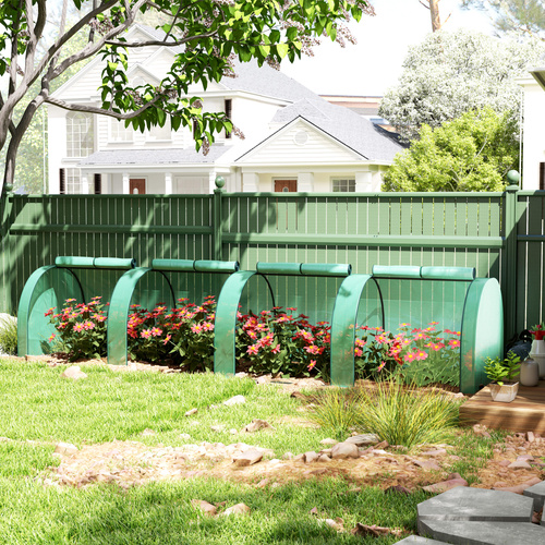 Outsunny 395  x 100 cm Low Tunnel Greenhouse - Green