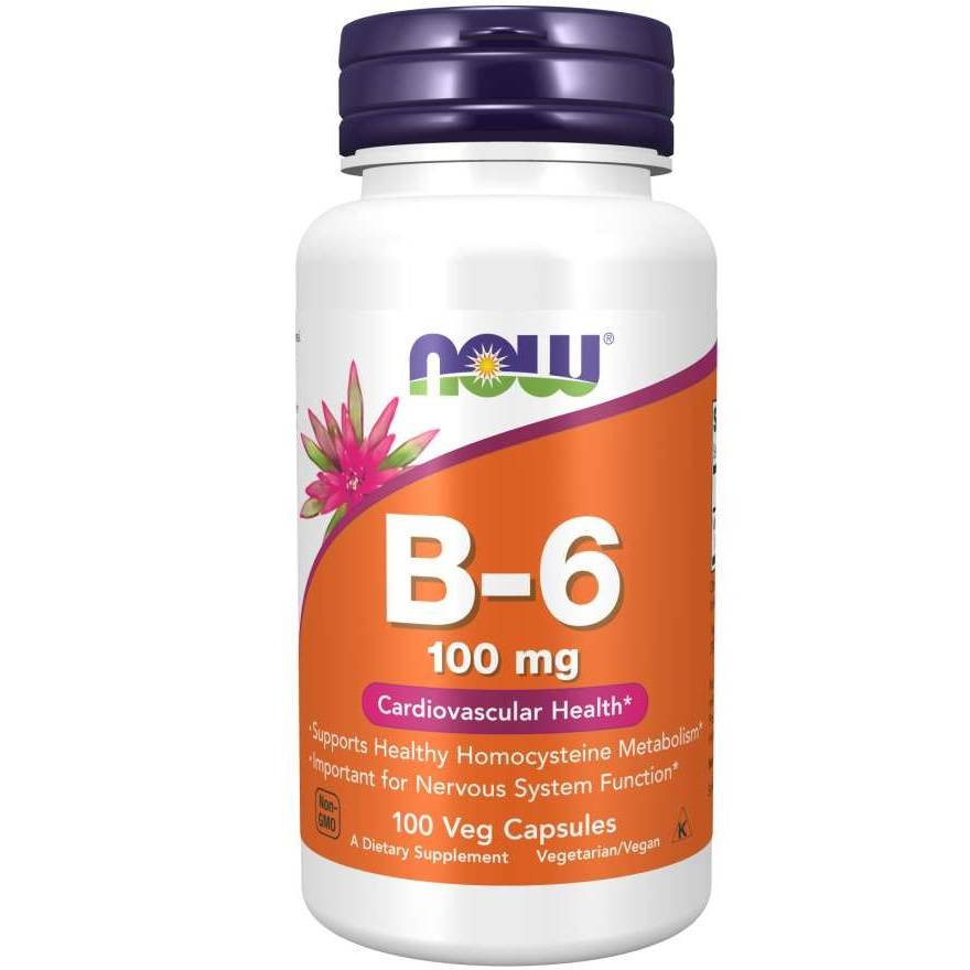 Now Foods Vitamin B-6 100mg Supports Nervous System 100 Capsules