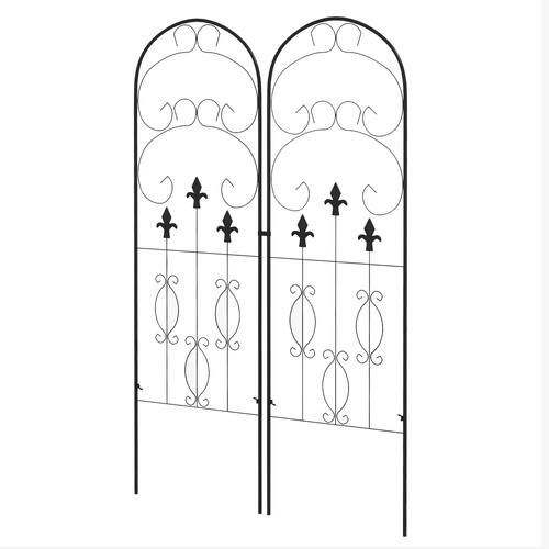 Outsunny Metal Trellis Set of 2, Garden Trellis for Climbing Plants Support Frames, Scrolls Design