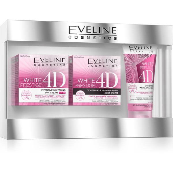 Eveline White Prestige 4D Gift Set Day Cream Night Cream and Face Gel 50x50x100ml