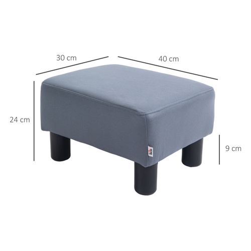 HOMCOM Microfiber Cloth Footstool, Small Foot Rest, Rectangle Sofa Stool for Bedroom Living Room, Grey