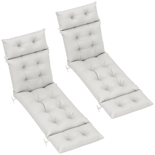 Outsunny Set of Two 190 x 56cm Sun Lounger Cushions - Light Grey