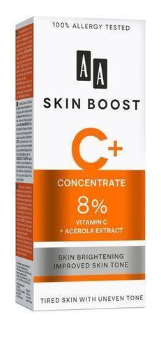 AA Skin Boost C+ Koncentrat z 8% Witaminy C i Ekstraktem z Aceroli dla Zmęczonej Cery z Nierównym Kolorytem 30ml