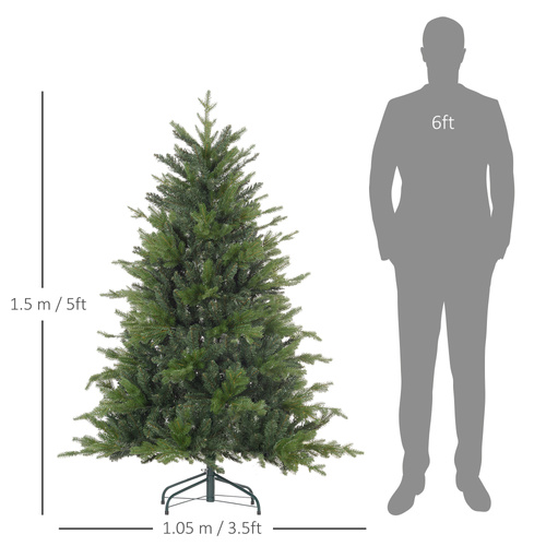 HOMCOM 5ft Bare Artificial Christmas Tree, with 1309 Tips - Green