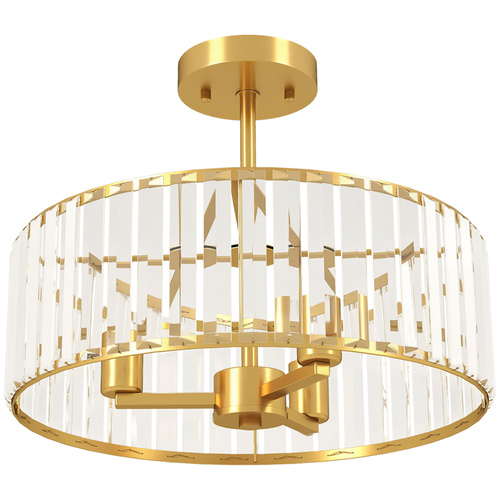 HOMCOM Crystal Ceiling Light Fixture, Semi Flush Mount Modern Crystal Chandelier Ceiling Light for Living Room, Bedroom, Hallway, Dining Room, E14 Base 3-Lights, Bulbs Not Included, Gold Tone