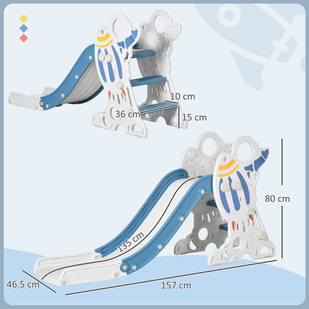 AIYAPLAY Space-Themed Baby Slide, Indoor Freestanding Kids Slide, for Ages 1.5-3 Years - Blue