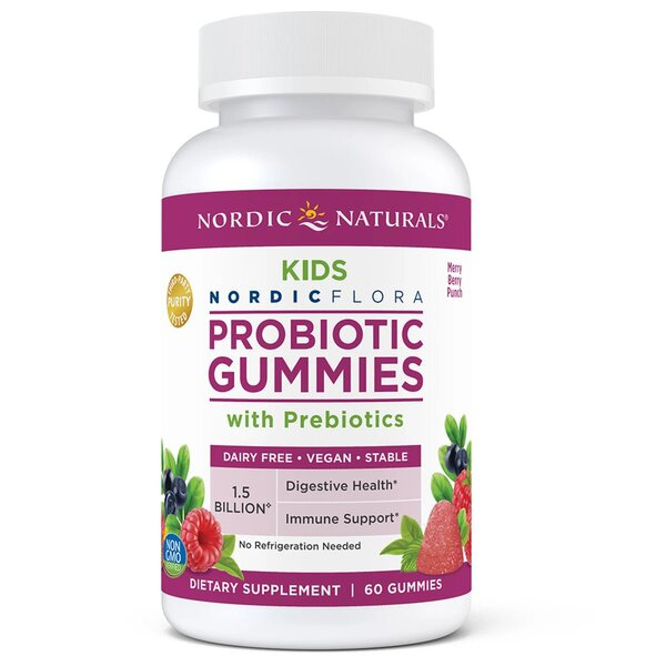 Nordic Naturals Probiotic Gummies Kids Probiotic for Children Merry Berry Punch 60 Gummies