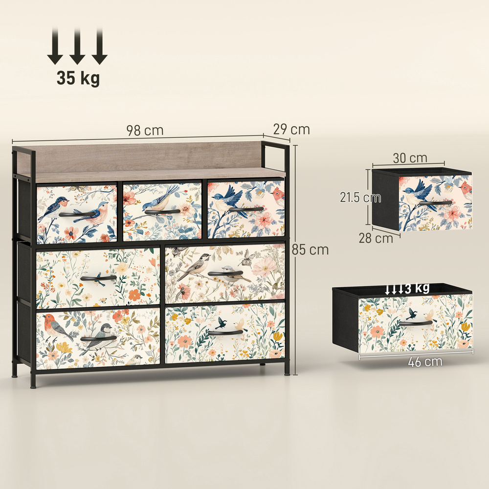 HOMCOM 7-Drawer Chest of Drawers - White