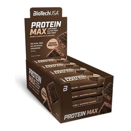 BioTechUSA Protein Max Bar, Double Chocolate - 16 x 45g