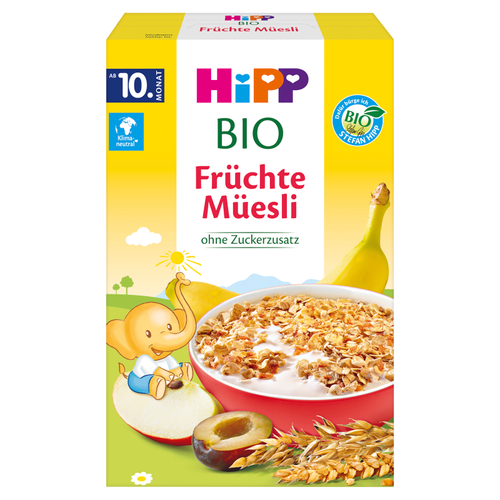 Hipp Bio Musli Wielozbożowe Banany Jabłka Śliwki od 10. Miesiąca 200g Best Before 30.11.26