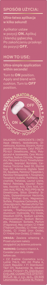 Eveline Wonder Match 1 Step Blush Ultrakremowy Wodoodpornmy Róż Nr 01 14ml