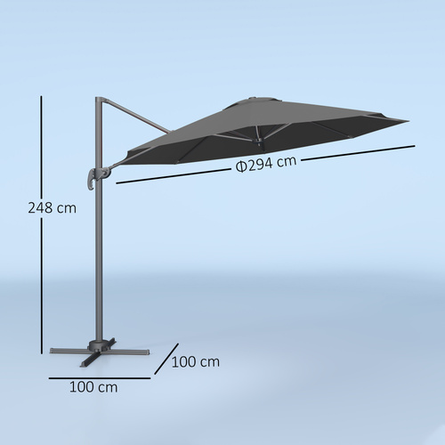 Outsunny 3 x 3m Overhanging Cantilever Parasol - Black