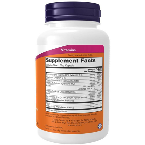 Now Foods Vitamin B-100 Complex Supports Nervous and Immune Systems 100 Capsules