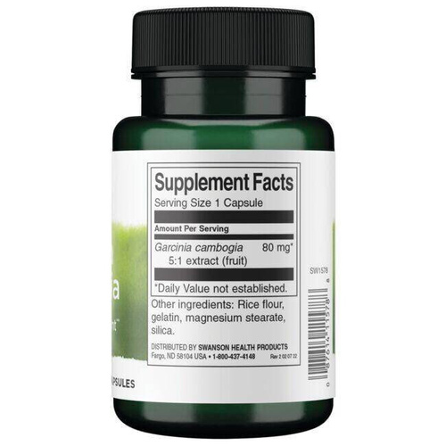 Swanson Garcinia Cambogia 80mg Supporting Weight Control 60 Capsules