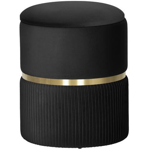 HOMCOM Velvet-Feel Storage Ottoman - Black