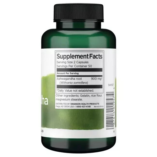 Swanson Ashwagandha 450mg na Stres i Wyciszenie 100 Kapsułek