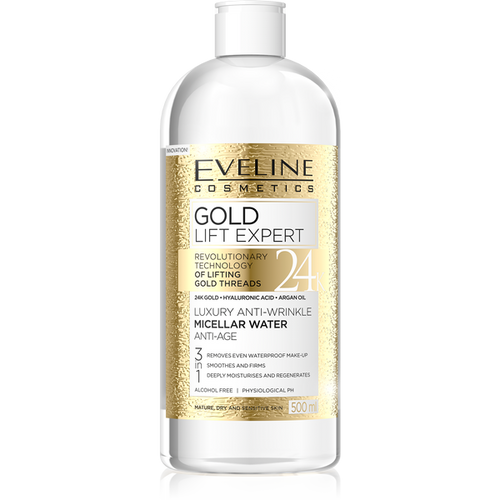 Eveline Gold Lift Expert Luxurious Anti-Wrinkle Micellar Liquid 3in1 for Mature Skin 500ml