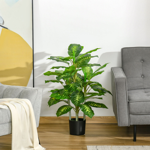 HOMCOM Faux Rose Plants, with Pots