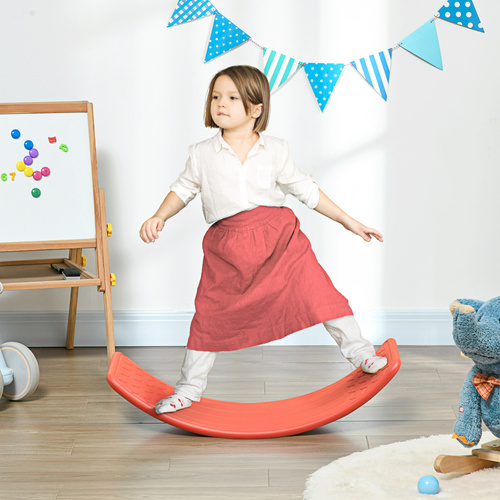ZONEKIZ Balance Board Kids Wobble Board, Sensory Training Rocking Toy for Children, Nursery Toy, for Ages 3-6 Years, 82 x 27.5 x 19.5cm - Red