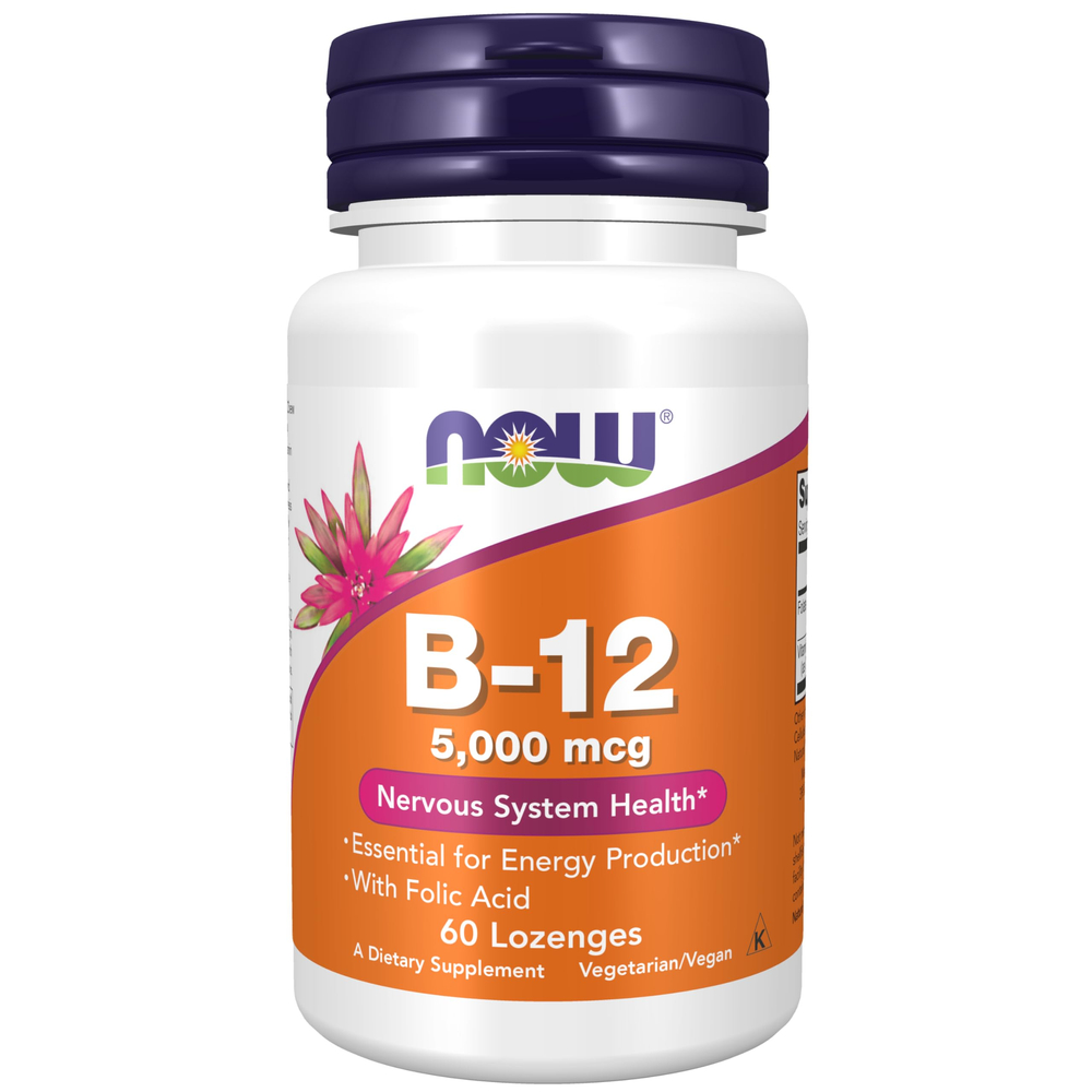 Now Foods Vitamin B-12 with Folic Acid 5000mcg 60 Lozenges