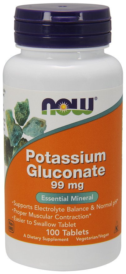 Now Foods Potassium Gluconate 99mg Glukonian Potasu Wspomaga Zdrowie Mięsni 100 Tabletek