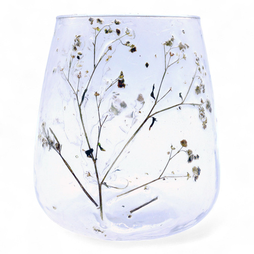 Natural Floral Glass - Vase Candle Holder - Margarita  - (12x11cm)