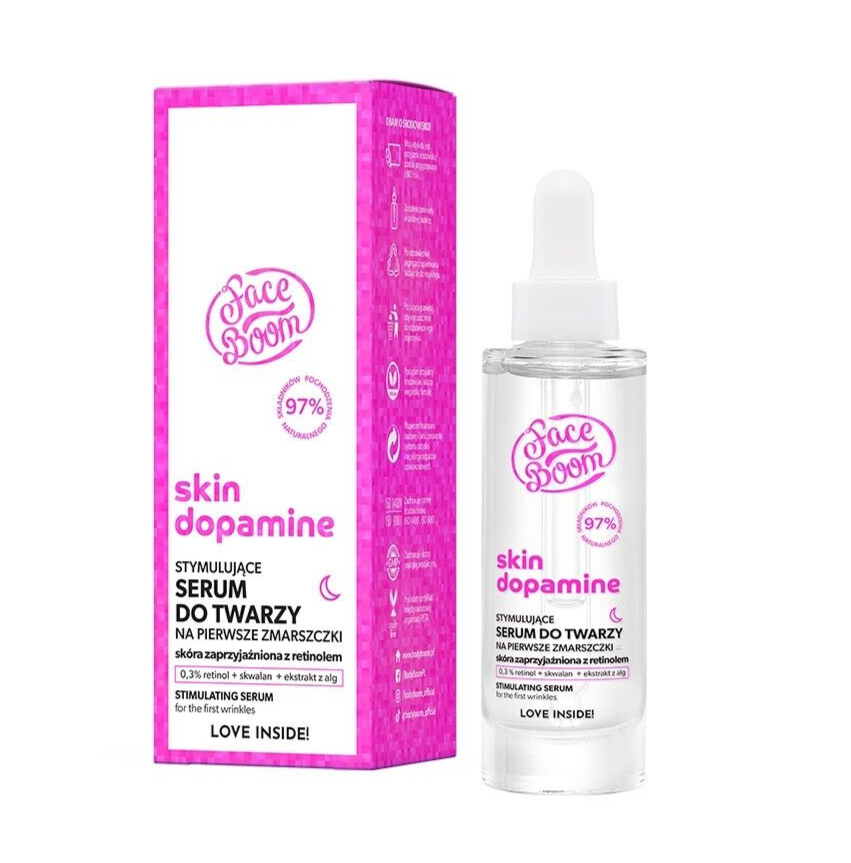 FaceBoom Skin Dopamine Stimulating Serum with Retinol 0.3% for First Wrinkles 30ml