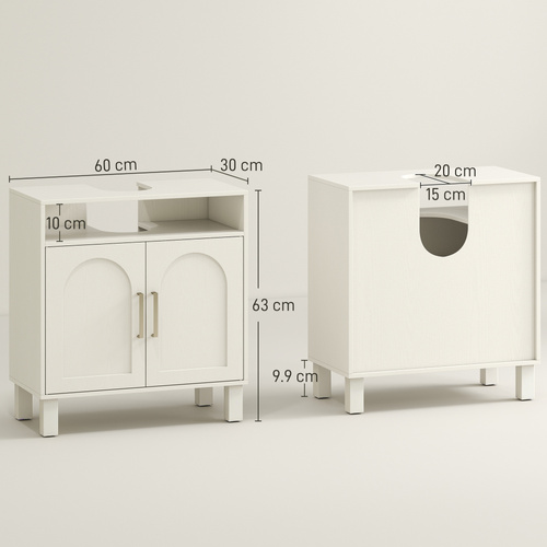 HOMCOM Under Sink Cabinet for Basin without Pedestal - Cream White