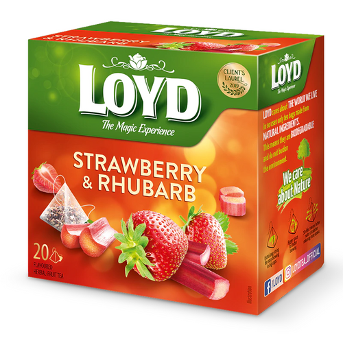 Loyd Herbatka Owocowa Aromatyzowana o Smaku Truskawki i Rabarbaru 20x2g