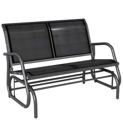 Outsunny 2-Person Outdoor Glider Bench Patio Double Swing Gliding Chair Loveseat w/Power Coated Steel Frame for Garden Patio Porch, Black