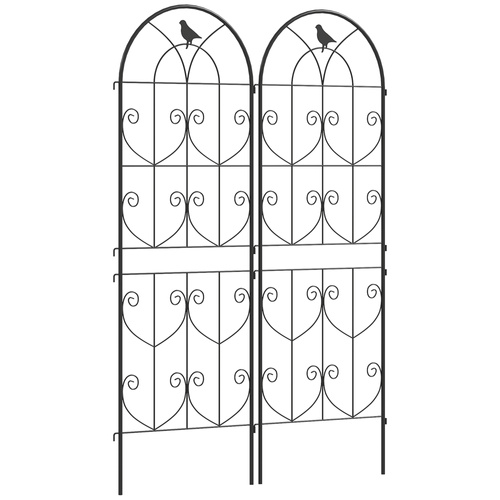 Outsunny Set of 2 Garden Trellis, Metal Fence Panels for Climbing Outdoor Plants, Flowers, 150 x 50cm