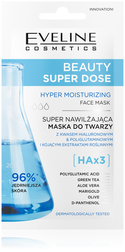 Eveline Beauty Super Dose Nawilżająca Maska z Kwasem Hialuronowym 8ml
