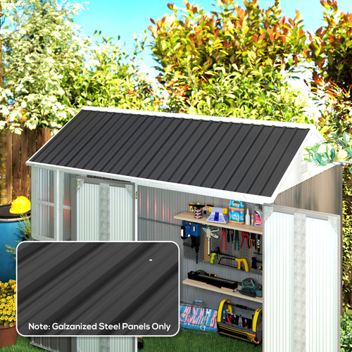 Outsunny Set of 12 Corrugated Steel Roof Sheet Panels - Black