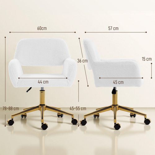 HOMCOM Faux Fur Rabbit Chair - Cream White