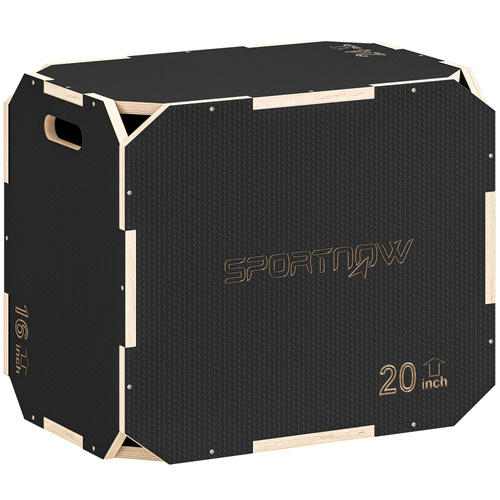 SPORTNOW Non-Slip Plyo Box, Corner-free Wooden Jump Box, 41 x 61 x 51 cm