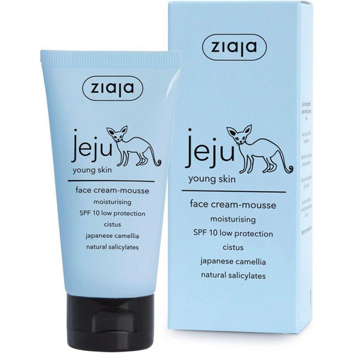 Ziaja Jeju Young Skin Biały Mus do Twarzy SPF10 dla Skóry Tłustej i Problematycznej na Dzień 50ml