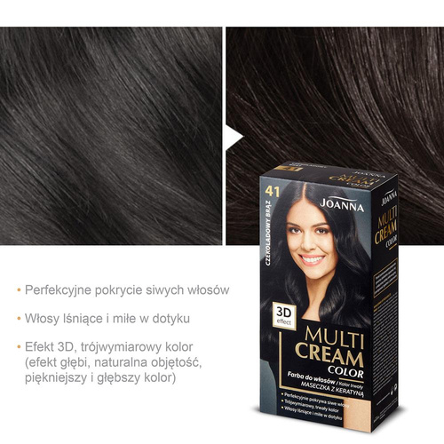 Joanna Multi Cream Trwały Intensywny Kolor Włosów Farba Pielęgnująca 41 Czekoladowy Brąz 60x40x20g