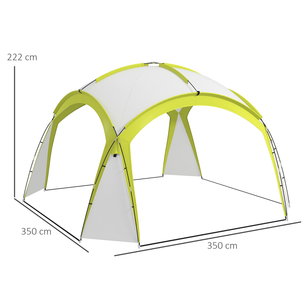 Outsunny 3.5 x 3.5M Camping Gazebo, Outdoor Event Shelter Dome Tent Garden Sun Shelter Patio Spire Arc Pavilion Camp Sun Shade Tent for 6-8 Person, Green