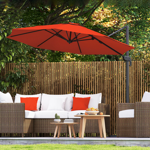 Outsunny Five-Position Overhanging Parasol - Orange