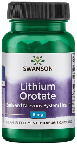 Swanson Orotan Litu 5mg na Wsparcie Nastroju i Pamięci 60 Kapsułek