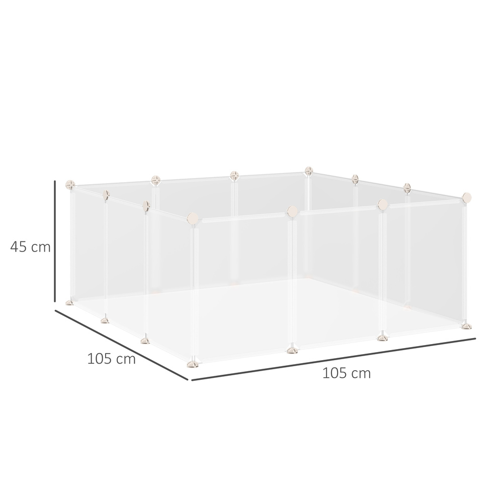 PawHut Pet Playpen DIY Small Guinea Pigs Hutches Fence 12 Panels for Kitten Bunny Chinchilla