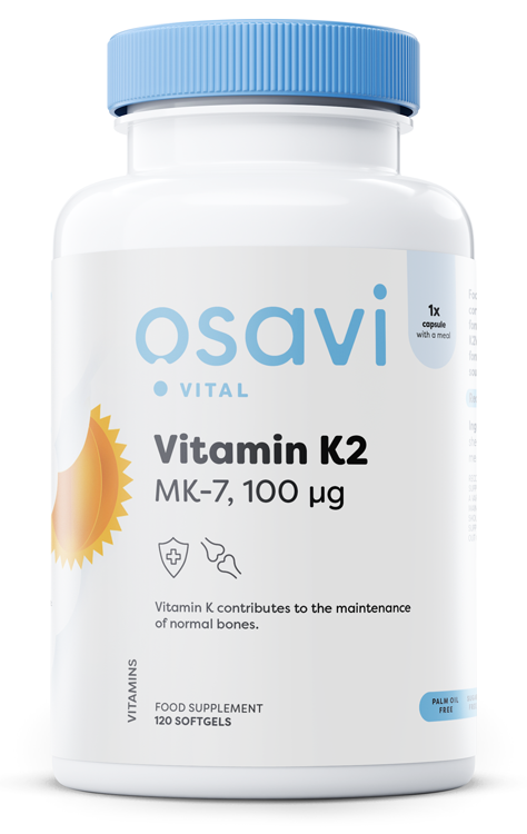 Osavi Vitamin K2 MK-7 100mcg Wspiera Zdrowie Kości i Wpływa na Prawidłowe Krzepnięcie Krwi 120 Kapsułek