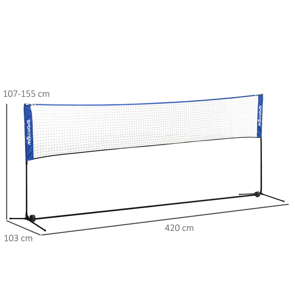 SPORTNOW 4m Badminton Net, Height Adjustable Outdoor Sports Net, with Carry Bag, for Tennis, Pickleball, Volleyball, Blue