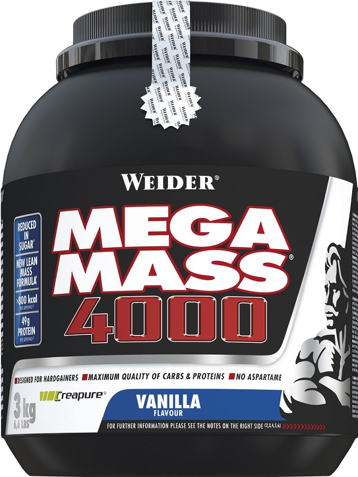 Weider Mega Mass 4000, Strawberry - 3000g
