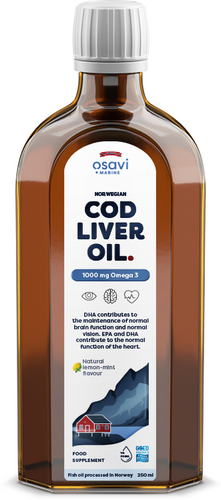 Osavi Norwegian Cod Liver Oil 1000mg Omega 3 Lemon Mint 250 ml
