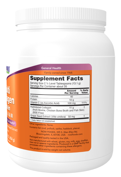 Now Foods Multi Collagen Protein Multi-Component Collagen Protein I II and III 454g