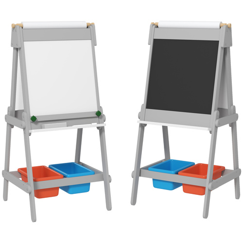 AIYAPLAY Art Easel for Kids with Paper Roll, Double-Sided Painting Easel with Chalkboard, Whiteboard